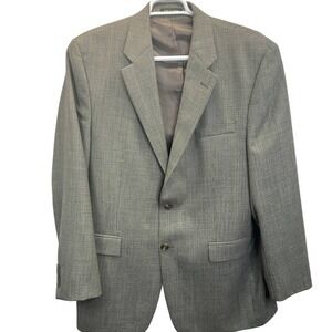 Lauren Ralph Lauren Blazer Mens 44L Grey Wool Two-Button Micro-Check Sport Coat